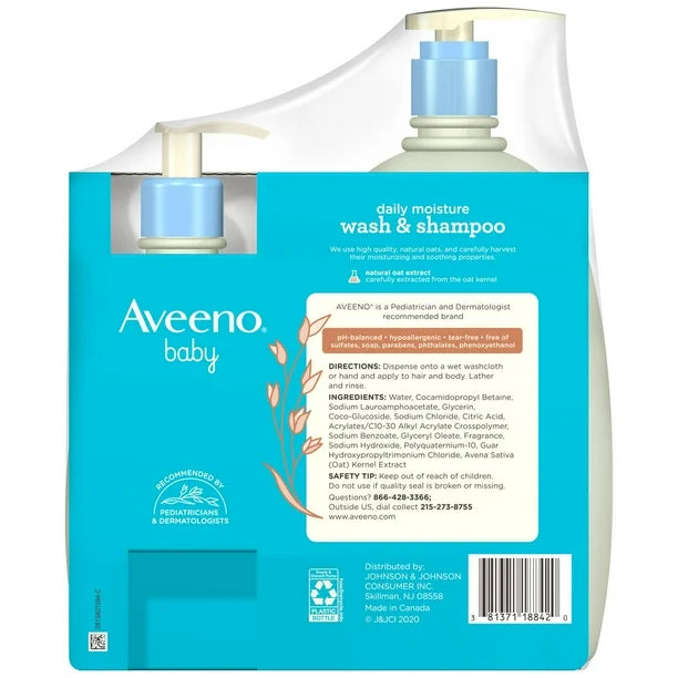 Aveeno 2-in-1 Baby Wash and Shampoo with Natural Oat Extract (33 fl. oz. and 12 fl. oz.)
