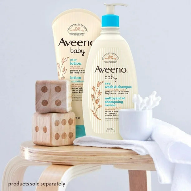 Aveeno Baby Daily Wash & Shampoo baby’s hair & Sensitive Skin Cleanser with Natural Oat Paraben Free & Phthalate Free, sulfates-free and dye-free - 354 mL, 354 mL, lightly scented