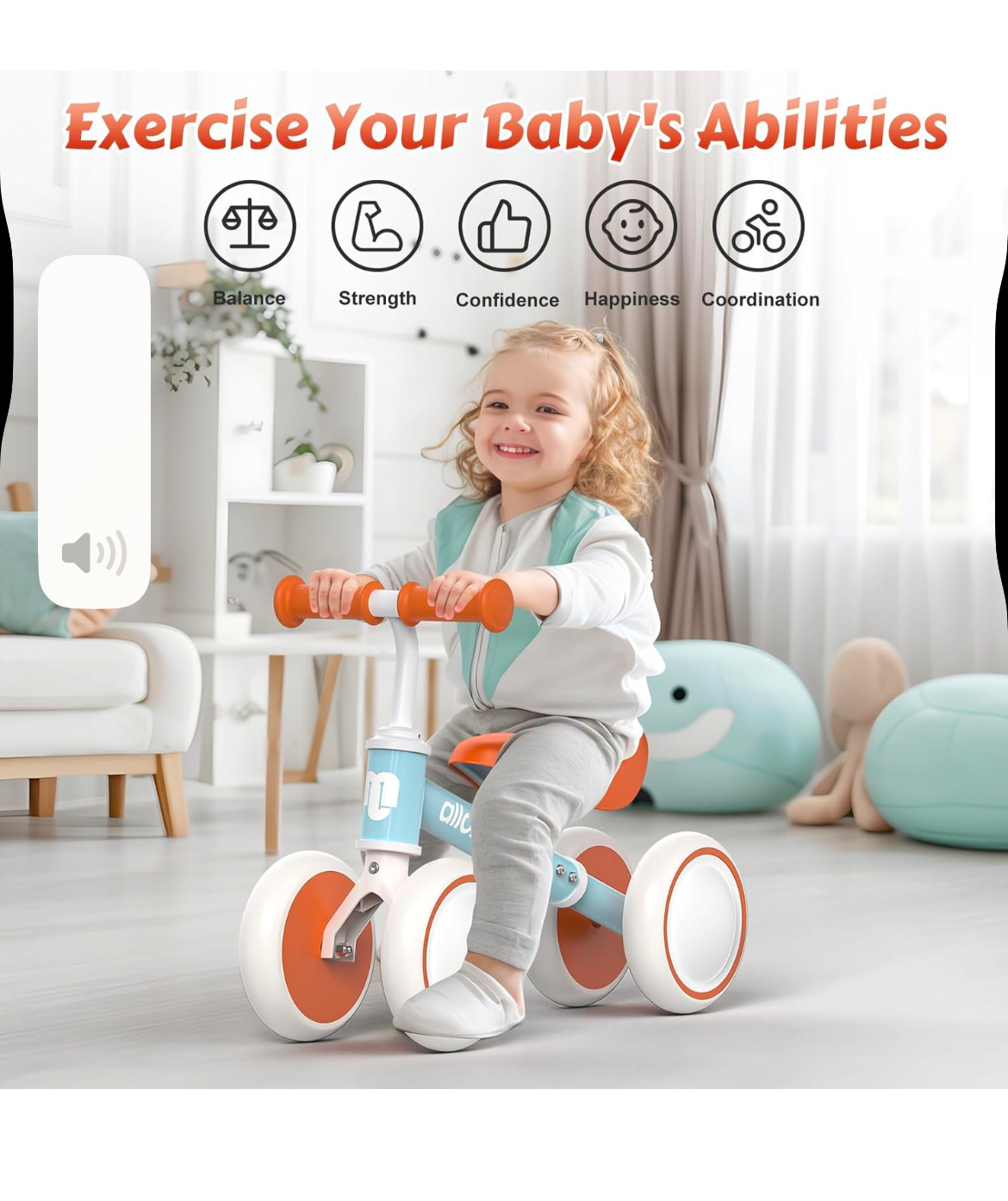 allobebe Balance Bike, 12-24 Month Toddler Balance Bike for 1 Year Old Boy Girl Gifts, Baby 1st Birthday Gifts 4 Silence Wheels First Riding on Toys