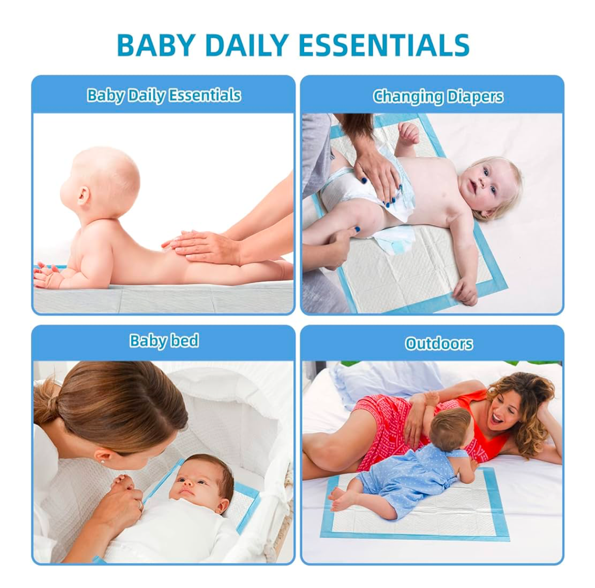 Disposable Changing Pads Baby Disposable Underpads Waterproof Portable Diaper Changing Pad Super Absorbent Leak-Proof Incontinence Bed Table Protector Mat