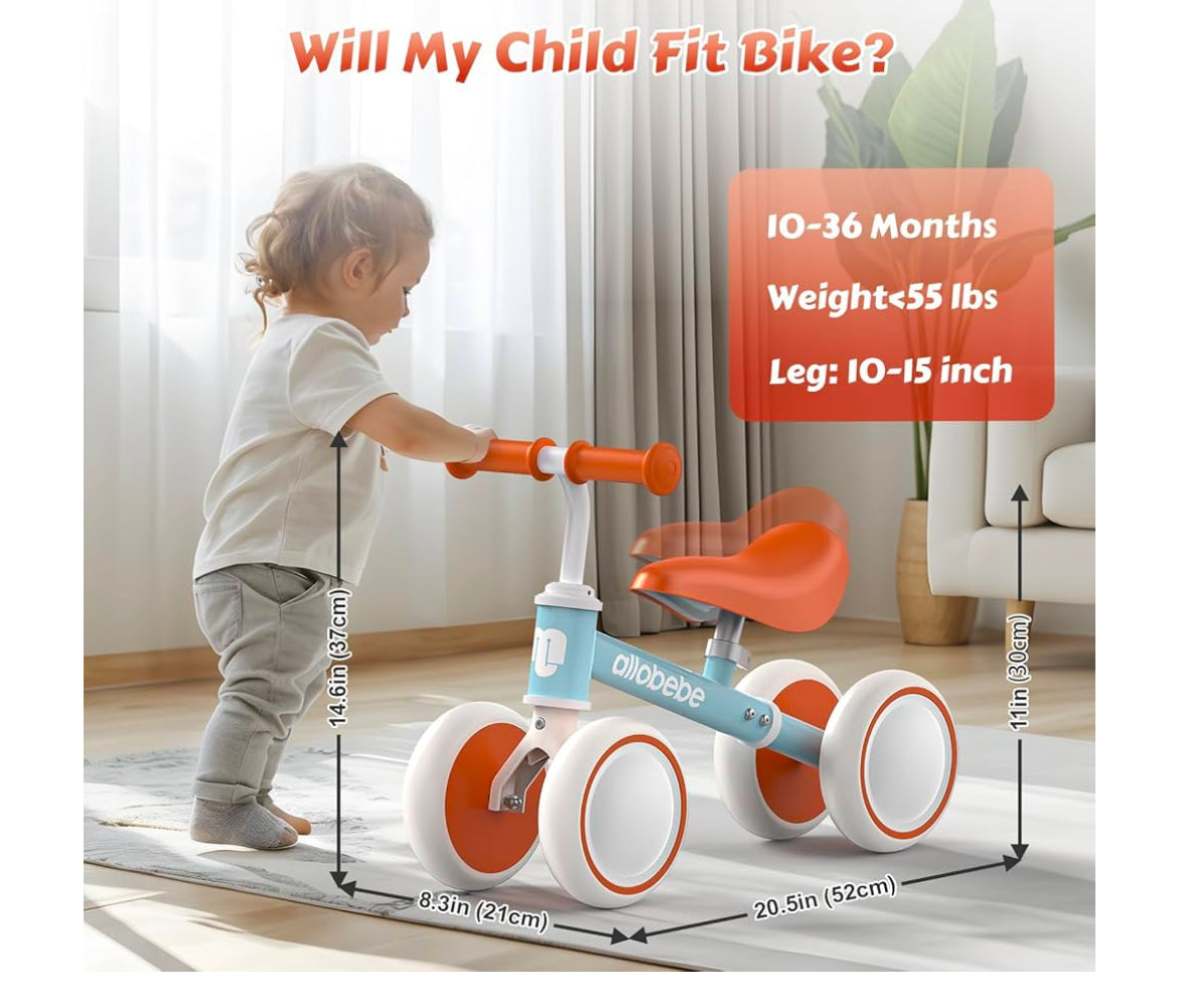 allobebe Balance Bike, 12-24 Month Toddler Balance Bike for 1 Year Old Boy Girl Gifts, Baby 1st Birthday Gifts 4 Silence Wheels First Riding on Toys