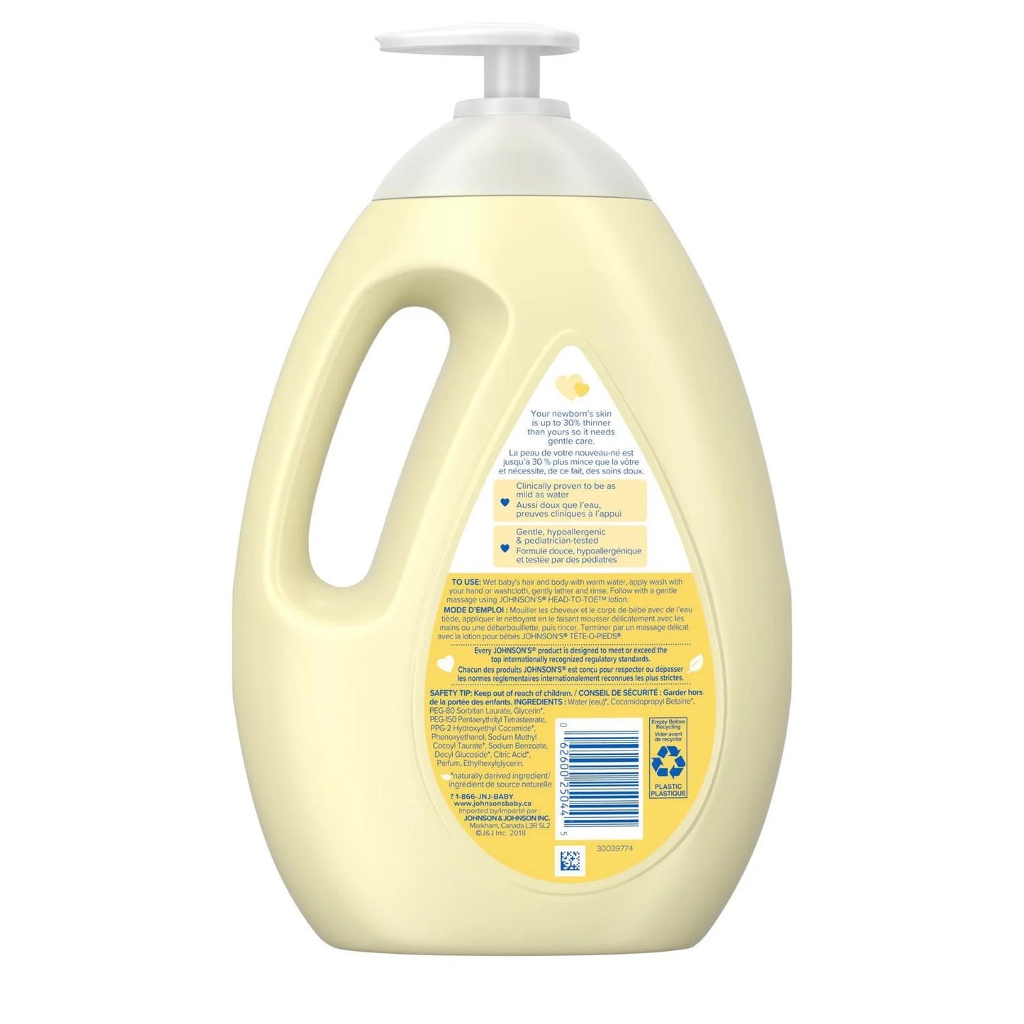 Johnson's Baby Wash and Shampoo for Baths, Head-to-Toe, Tear Free, 1000 mL