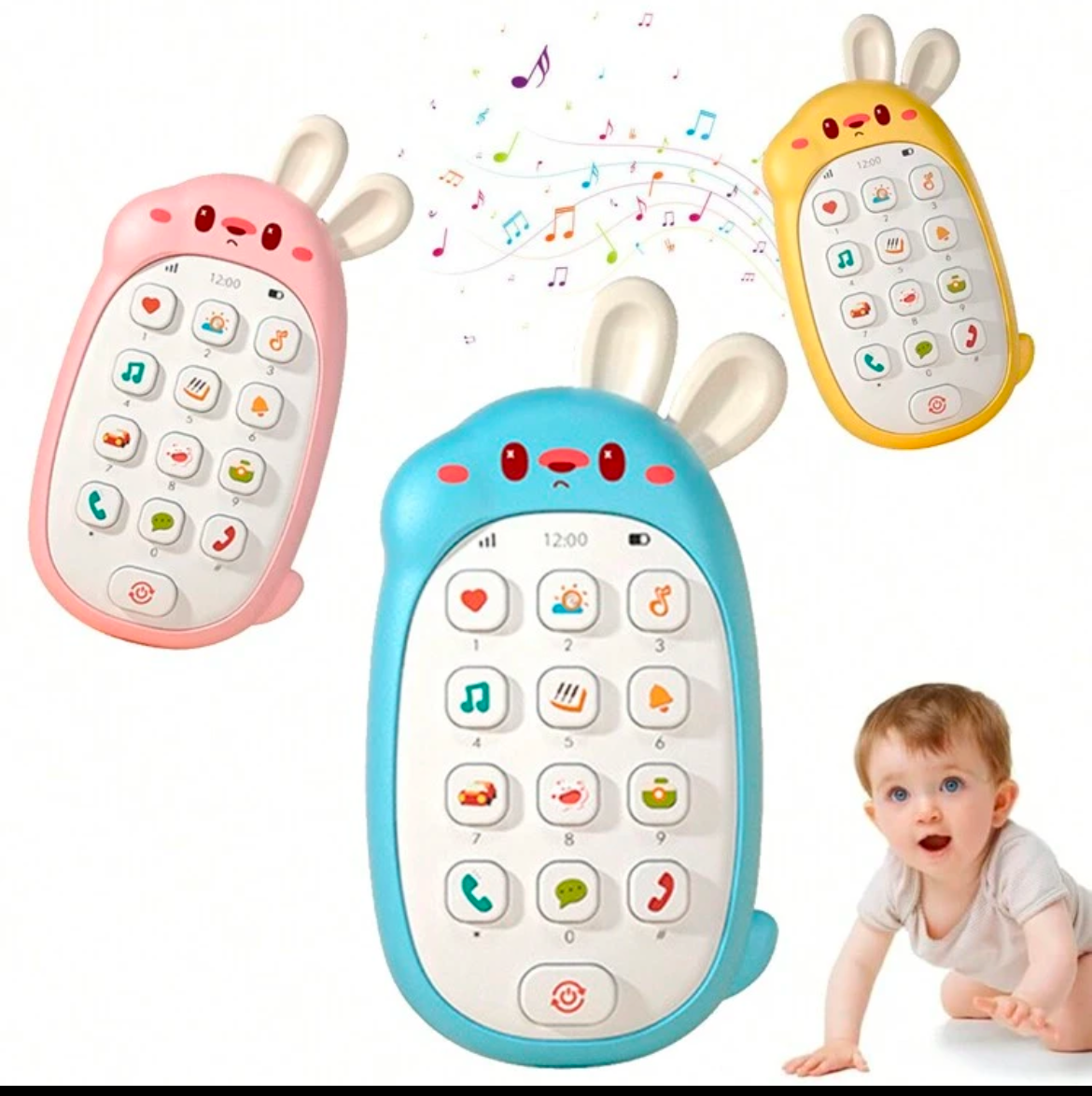 Smart Phone For Baby Toy, Rabbit Teether Learning Phone For Infant, Teether Learning Cell Toy Phone With 12 Functions, Education Gifts For 10 Month Year Old Girl Boy Christmas Birthday Toddler Toy