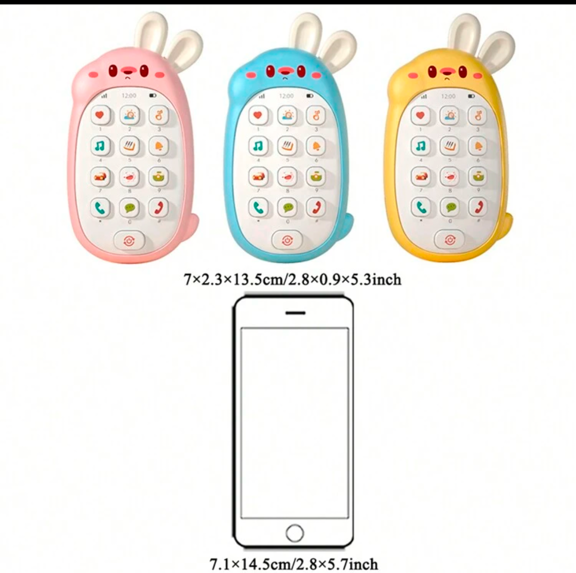 Smart Phone For Baby Toy, Rabbit Teether Learning Phone For Infant, Teether Learning Cell Toy Phone With 12 Functions, Education Gifts For 10 Month Year Old Girl Boy Christmas Birthday Toddler Toy