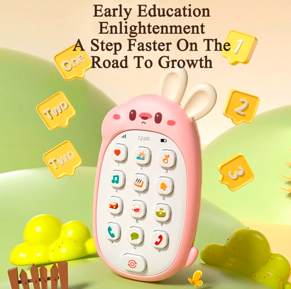 Smart Phone For Baby Toy, Rabbit Teether Learning Phone For Infant, Teether Learning Cell Toy Phone With 12 Functions, Education Gifts For 10 Month Year Old Girl Boy Christmas Birthday Toddler Toy
