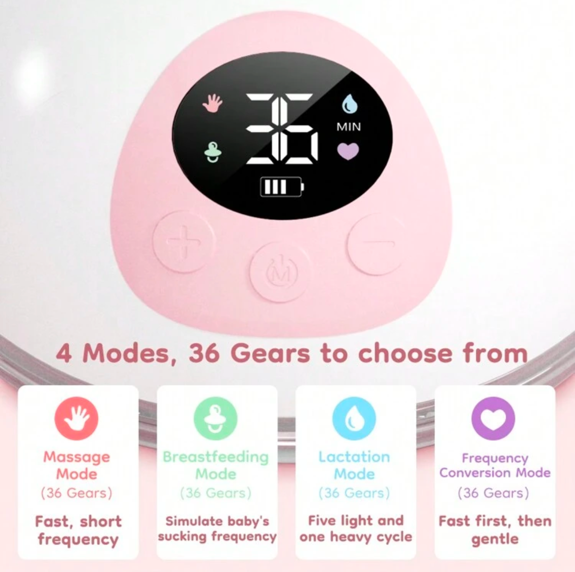 2pcs/Set 210ml Electric Breast Pump, 4 Modes 36 Settings, Massage Suction, Adjustable Frequency, Odorless, Smart Memory Mode (With Carrying Bag)