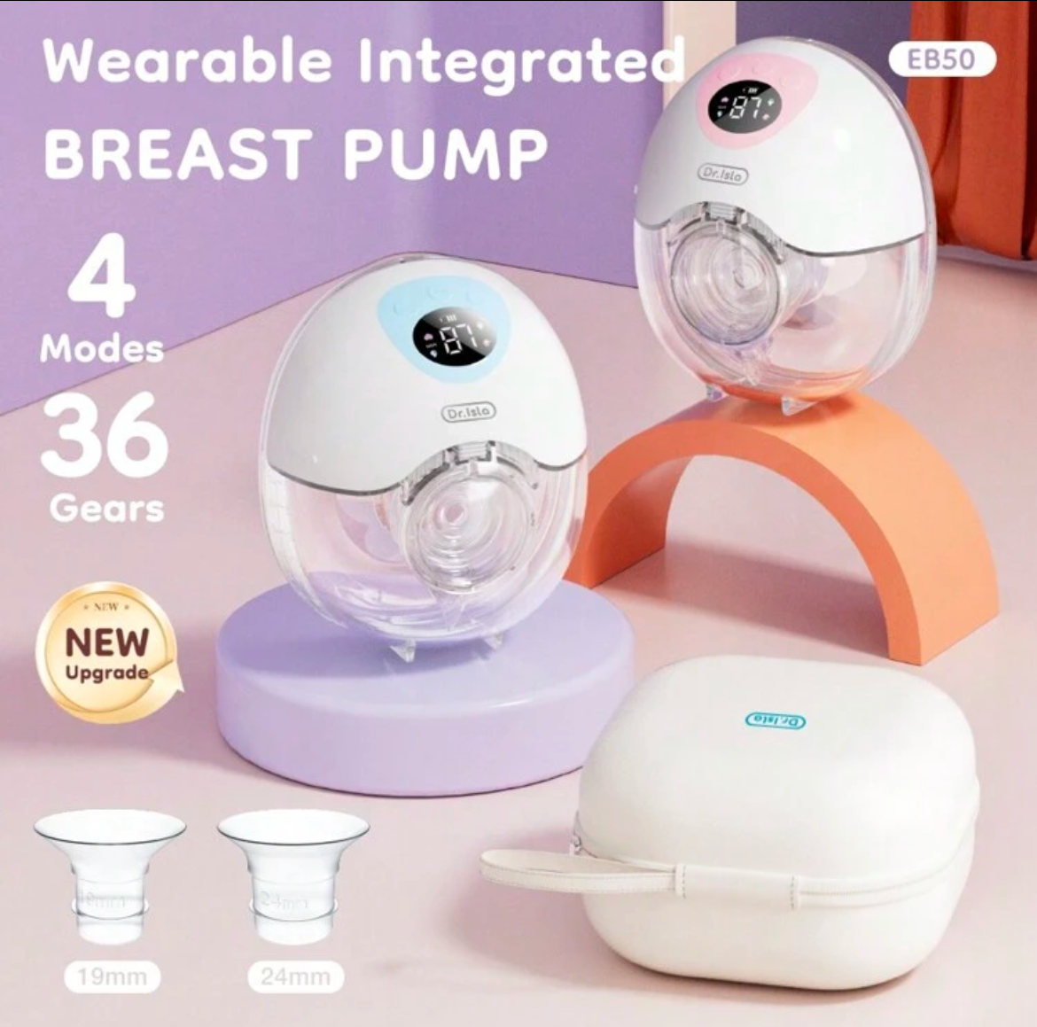 2pcs/Set 210ml Electric Breast Pump, 4 Modes 36 Settings, Massage Suction, Adjustable Frequency, Odorless, Smart Memory Mode (With Carrying Bag)