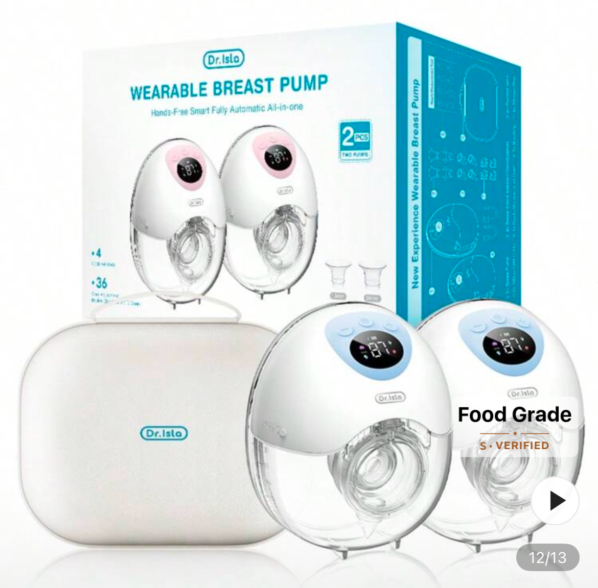 2pcs/Set 210ml Electric Breast Pump, 4 Modes 36 Settings, Massage Suction, Adjustable Frequency, Odorless, Smart Memory Mode (With Carrying Bag)