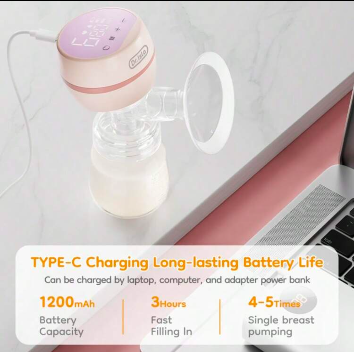 Electric Silent Breast Pump Massager Rechargeable Portable Baby Breastfeeding Collector