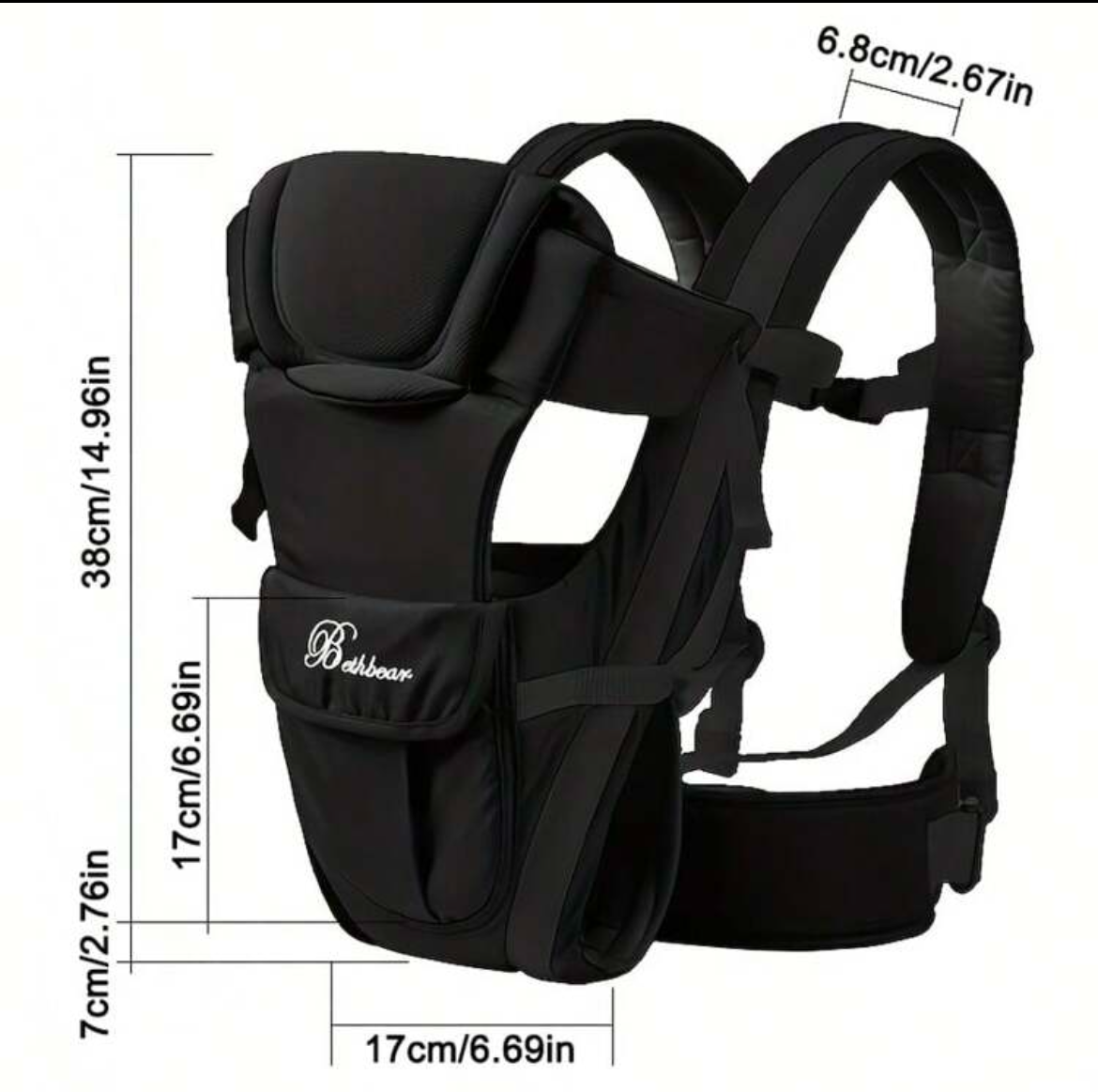 1pc Adjustable & Breathable Baby Carrier, Black, Suitable For Daily Use And Travel