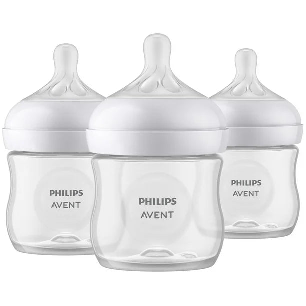 Philips Avent Natural Baby Bottle With Natural Response Nipple, Clear, 4oz, 3 pack