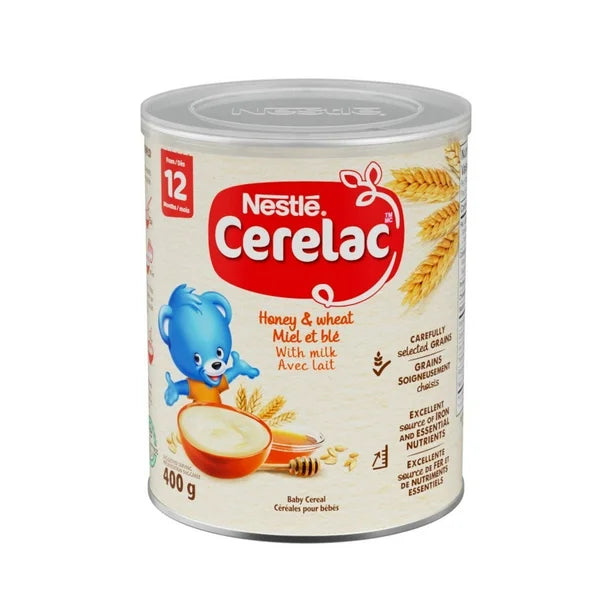 CERELAC Honey & Wheat With Milk Baby Cereal, Source of Iron & Essential Nutrients, Vegetarian, Certified Halal, Recyclable Canister, Resealable, 400 g
