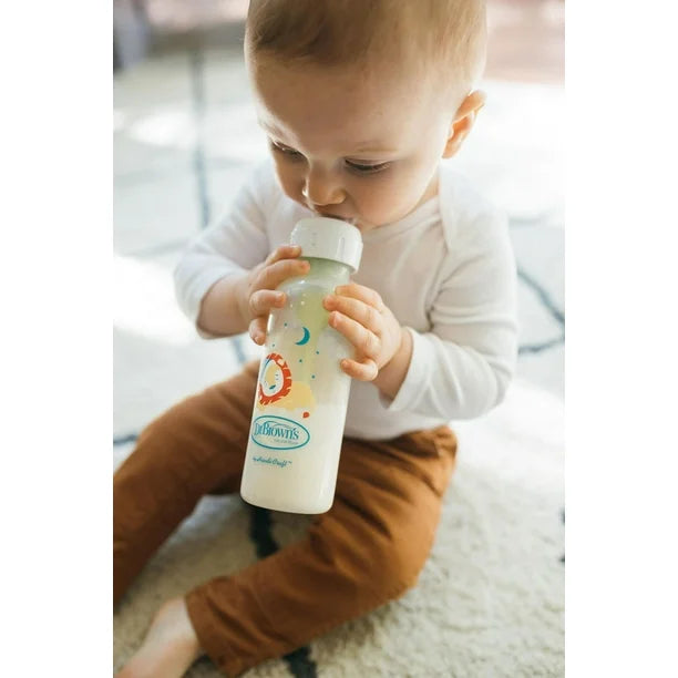 Dr. Brown's Anti-Colic Options+ Narrow Baby Bottle with Animal Designs, 8 oz, 4-Pack, 8 oz, 4 pack