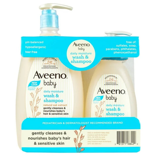 Aveeno 2-in-1 Baby Wash and Shampoo with Natural Oat Extract (33 fl. oz. and 12 fl. oz.)