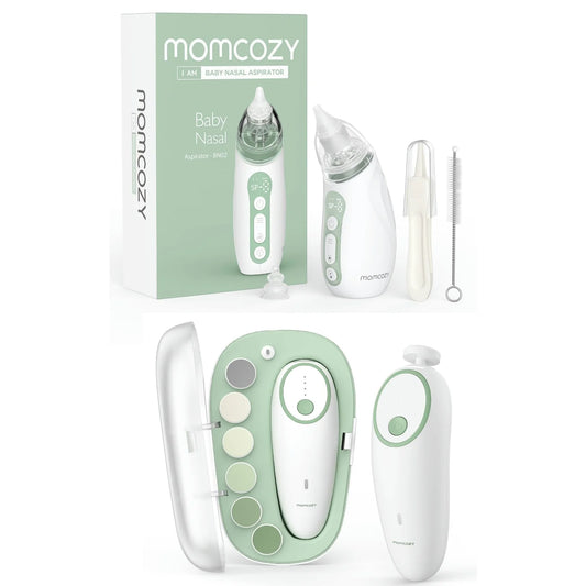Momcozy Baby Care Set, 3 Suction Levels Electric with Light Soothing and Music & Momcozy Baby Nail File Electric, Gentle 7 Grinding Head Replacement Pads