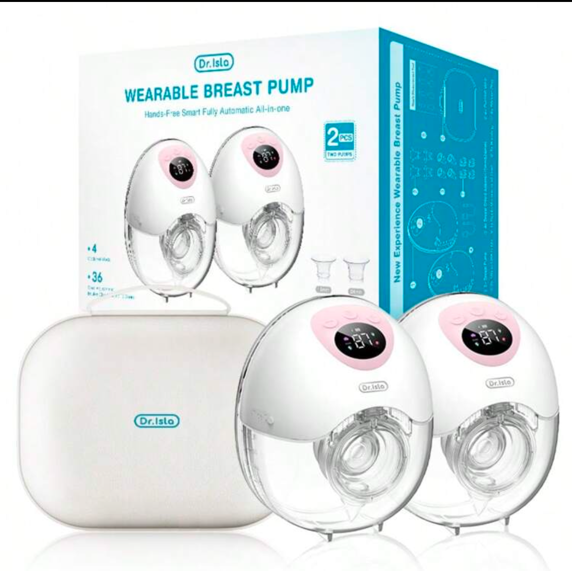 2pcs/Set 210ml Electric Breast Pump, 4 Modes 36 Settings, Massage Suction, Adjustable Frequency, Odorless, Smart Memory Mode (With Carrying Bag)