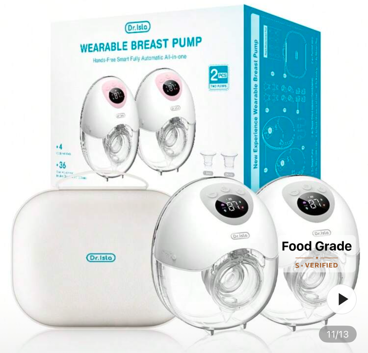 2pcs/Set 210ml Electric Breast Pump, 4 Modes 36 Settings, Massage Suction, Adjustable Frequency, Odorless, Smart Memory Mode (With Carrying Bag)